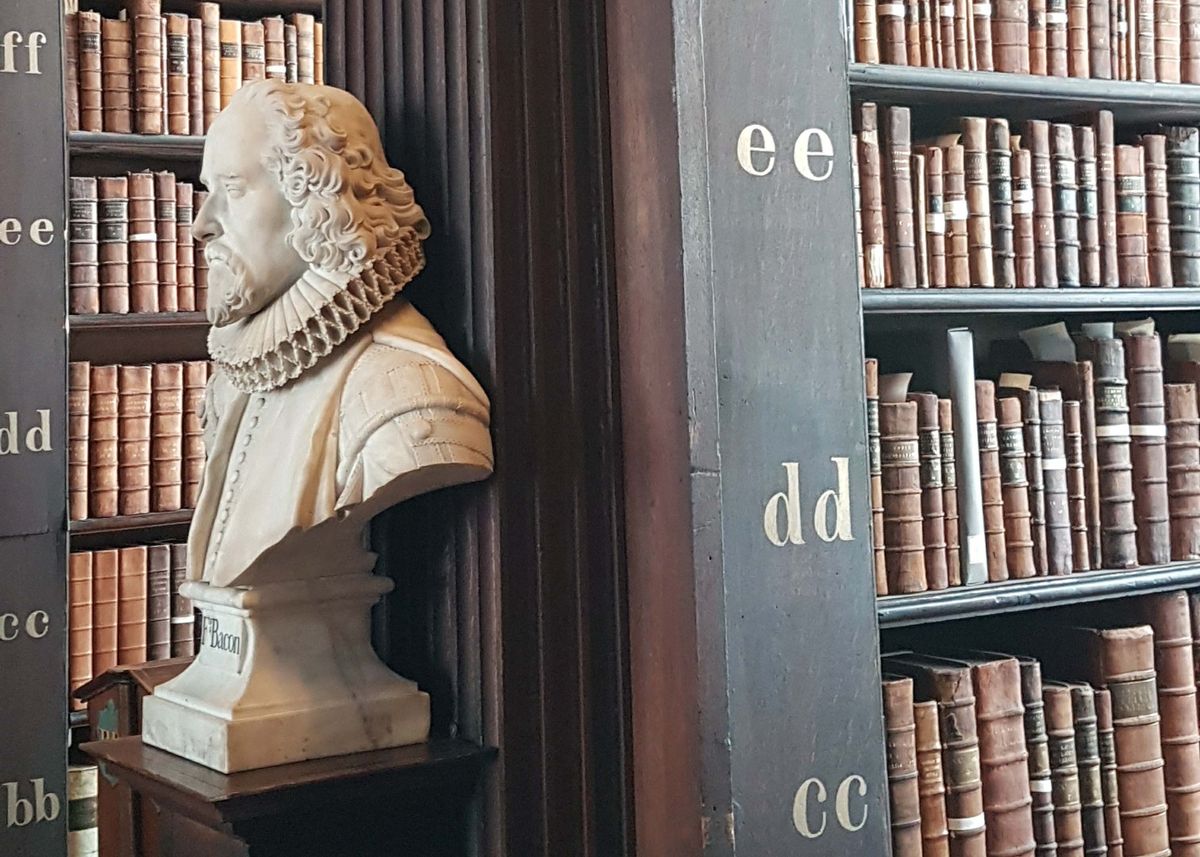 Bust of Francis Bacon in the Long Room at Trinity College Library, Dublin